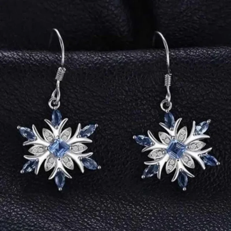 Elegant Snowflake Dangle Earrings with Cubic Zirconia 3 Elegant Snowflake Dangle Earrings with Cubic Zirconia - Image 3