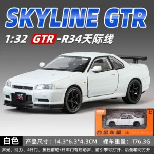 Nissan GTR R34 Skyline Diecast Model 1:32 Scale 16 Scea375cef051437e823d1f7afda40a20s