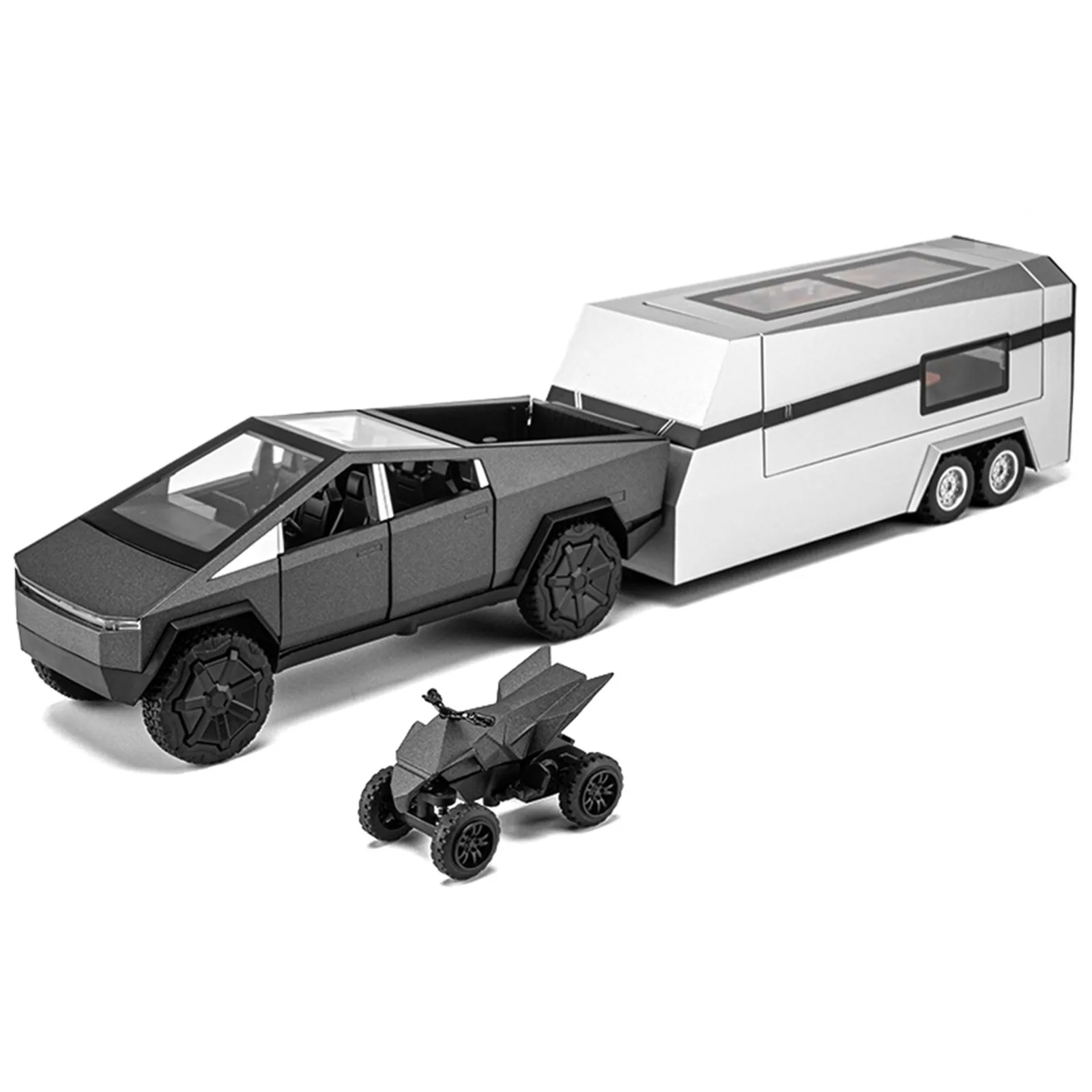 Futuristic Silver Diecast Pickup Truck 1:24 Scale 5 Futuristic Silver Diecast Pickup Truck 1:24 Scale - Image 5