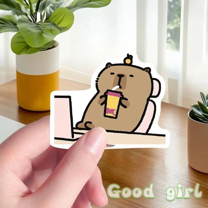 Vibrant Cartoon Capybara Stickers Set 4 Vibrant Cartoon Capybara Stickers Set - Image 4