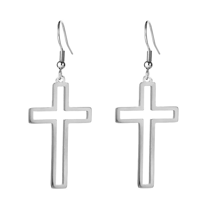 Stainless Steel Cross Drop Earrings for Men Women 7 Stainless Steel Cross Drop Earrings for Men Women - Image 7