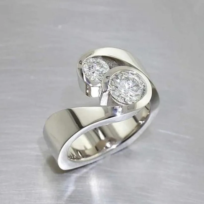 Vintage Silver Geometric Statement Ring for Women 3 Vintage Silver Geometric Statement Ring for Women - Image 3