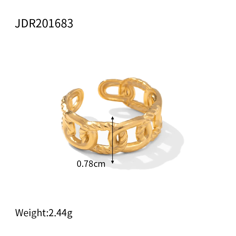 Gold Stainless Steel Stacked Rings Set 8 Gold Stainless Steel Stacked Rings Set - Image 8