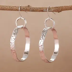 Vintage Silver Drop Earrings with Textured Hoops 7 Scf59556b60f94a8b8e3f64c62967ba3fL