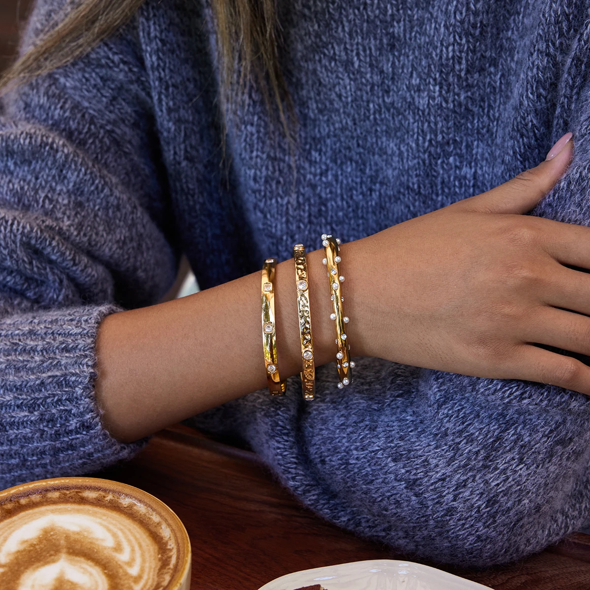 Stainless Steel Gold Zircon Bracelet for Women 3 Stainless Steel Gold Zircon Bracelet for Women - Image 3