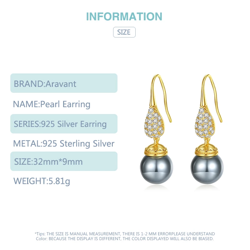 Elegant Black and White Pearls Water Drop Earrings 6 Elegant Black and White Pearls Water Drop Earrings - Image 6