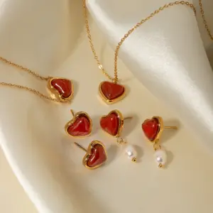 Romantic Heart Jewelry Set with Red Onyx 15 Scf988495cd1c4682ba98a74504289298N