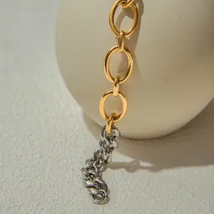 Stainless Steel Two-Tone Chain Bracelet for Women 11 Scfc006a225764272b519ab03ba32766eA