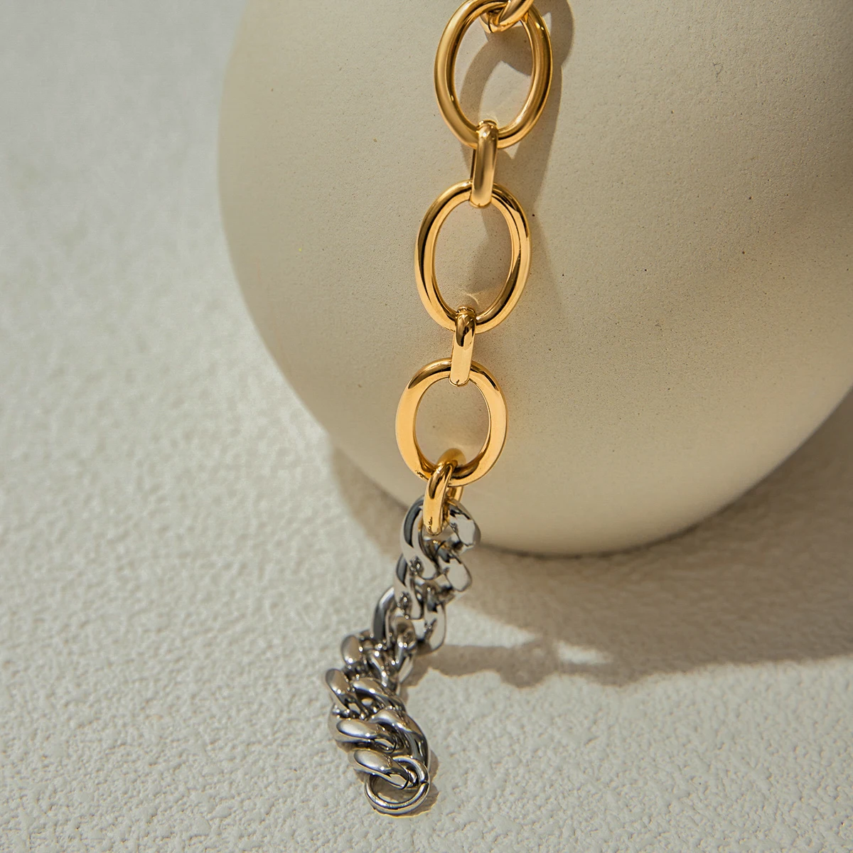 Stainless Steel Two-Tone Chain Bracelet for Women 5 Stainless Steel Two-Tone Chain Bracelet for Women - Image 5