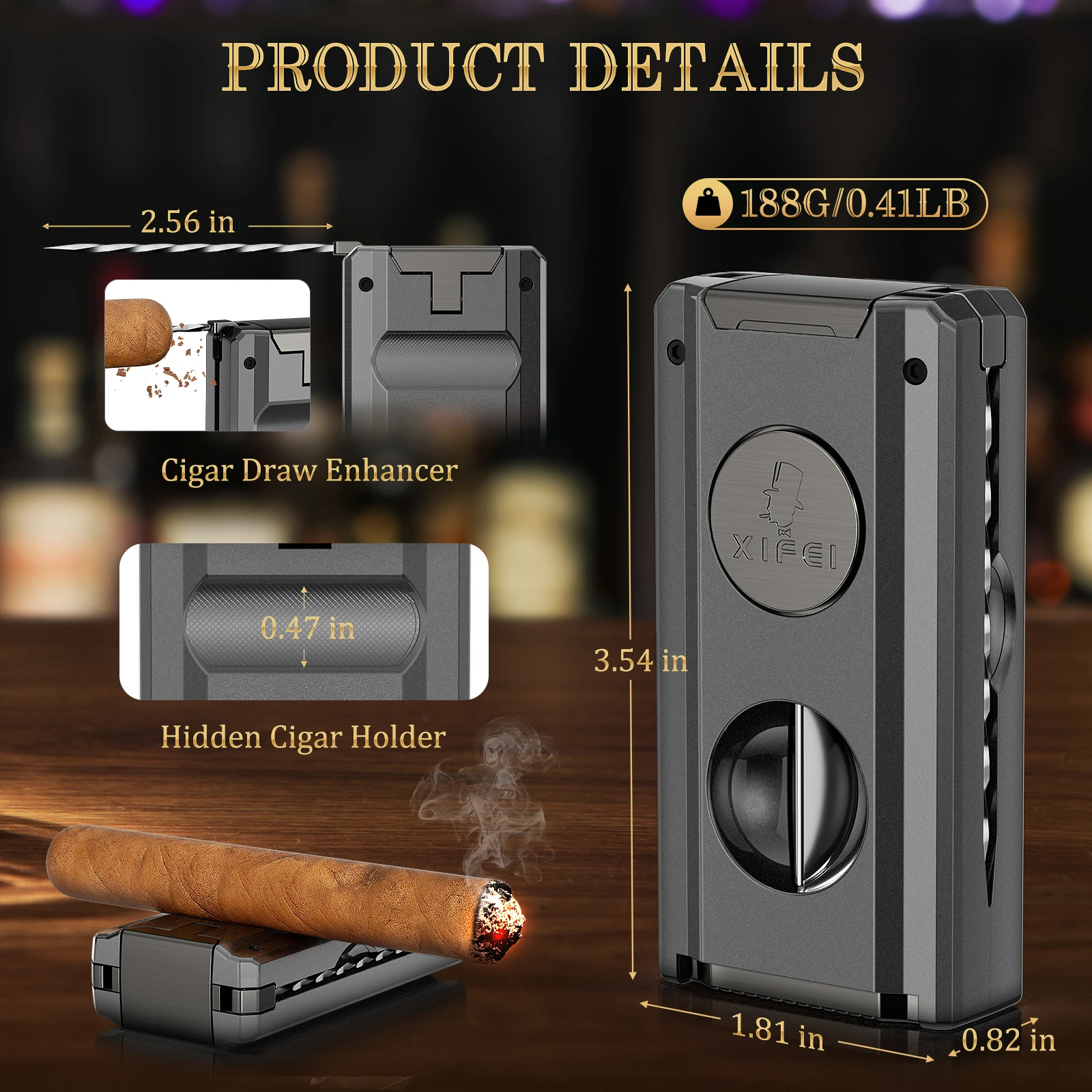 Sleek Metal Cigar Lighter with Multifunction Tools 4 Sleek Metal Cigar Lighter with Multifunction Tools - Image 4