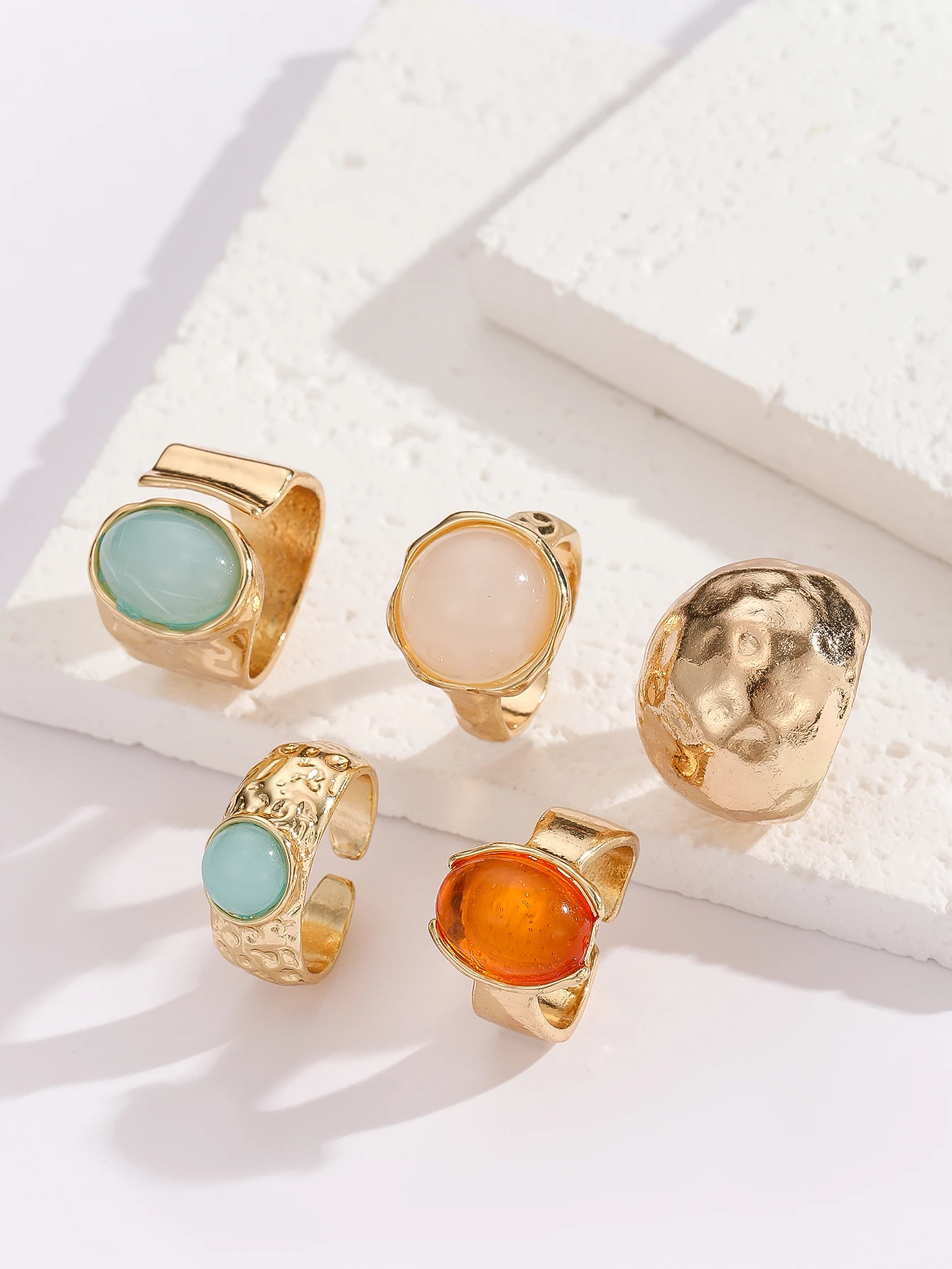 Luxury Acrylic Stone Fashion Rings Set for Women 5 Luxury Acrylic Stone Fashion Rings Set for Women - Image 5