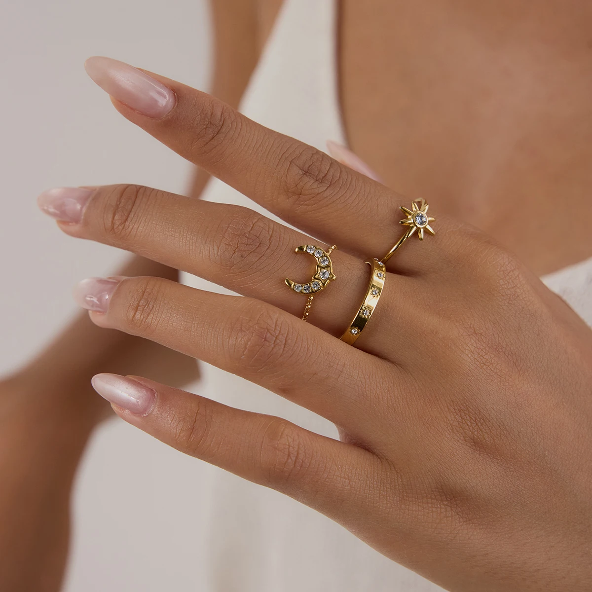 Celestial Sun & Moon Stainless Steel Rings Set 5 Celestial Sun & Moon Stainless Steel Rings Set - Image 5