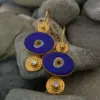 Navy Blue Enamel Dangle Earrings with Evil Eye