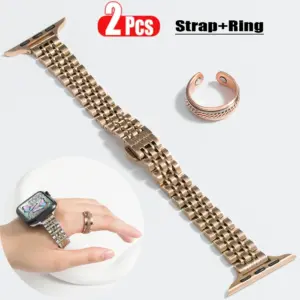 Rose Gold Stainless Steel Apple Watch Band for Series 7-10