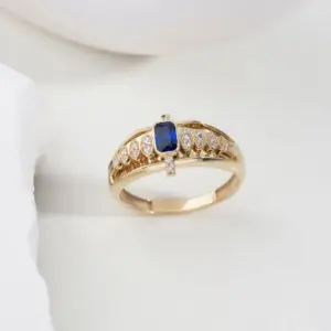 Gold-Tone Geometric Fashion Ring for Women 9 Sd09c284b220b4100a7841293befba38eI