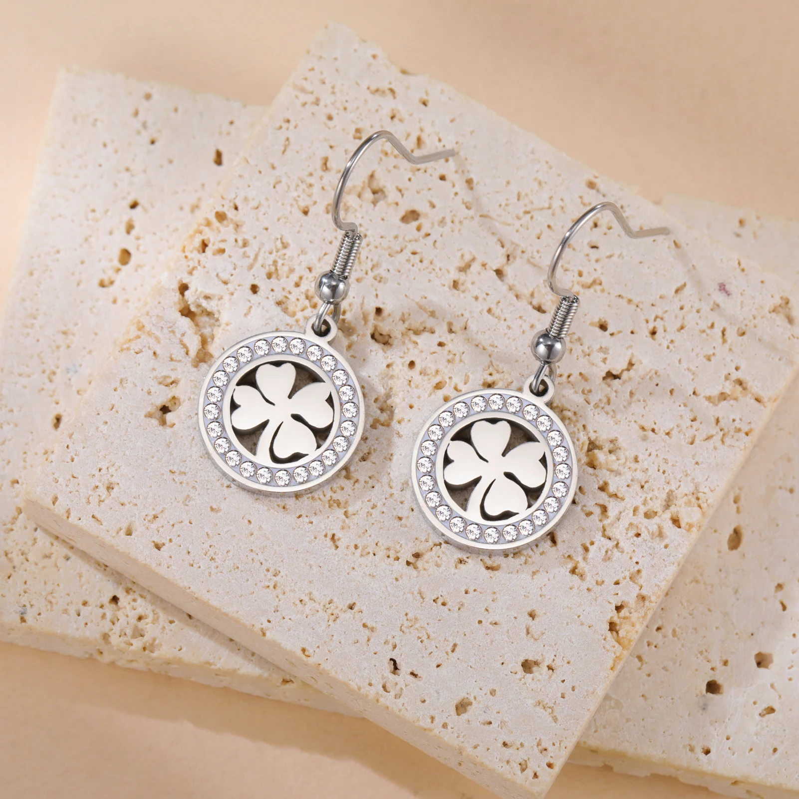 Stainless Steel Four-Leaf Clover Earrings 3 Stainless Steel Four-Leaf Clover Earrings - Image 3