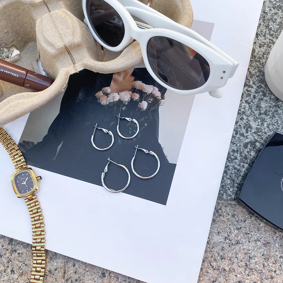 Glossy Vegan Stainless Steel Gold Hoop Earrings 6 Glossy Vegan Stainless Steel Gold Hoop Earrings - Image 6