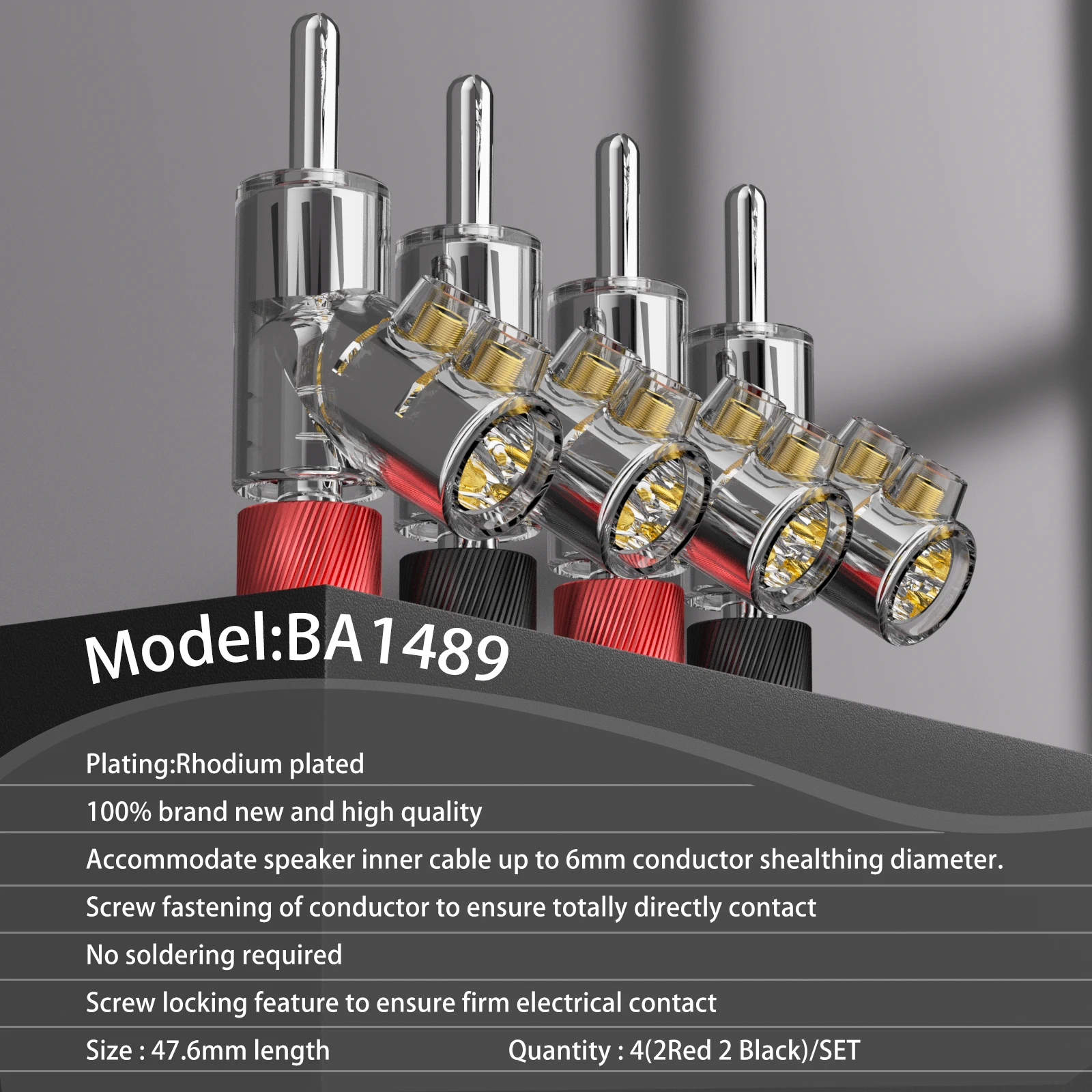 45-Degree Rhodium Banana Plugs - Set of 4 5 45-Degree Rhodium Banana Plugs - Set of 4 - Image 5
