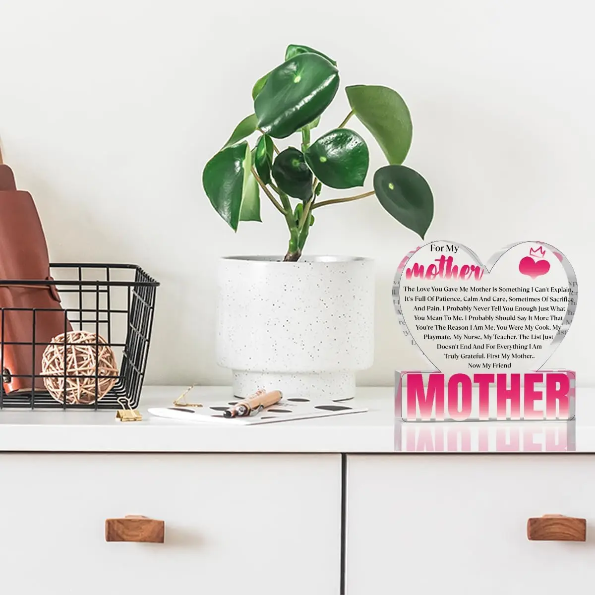 Pink and White Mother Gift Decorative Plaque 4 Pink and White Mother Gift Decorative Plaque - Image 4