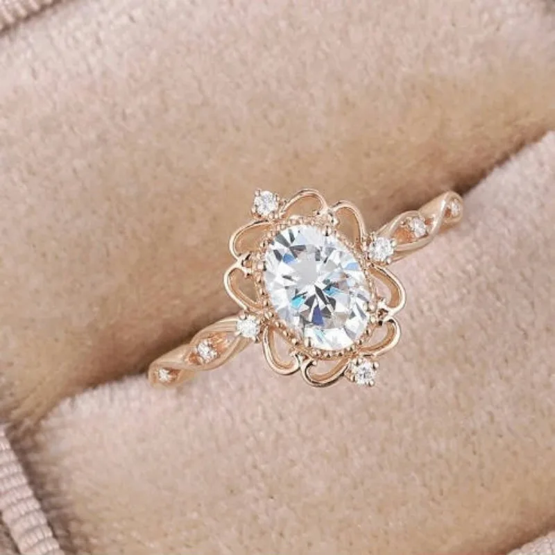 Rose Gold Floral-Design Cocktail Ring for Women 2 Rose Gold Floral-Design Cocktail Ring for Women - Image 2