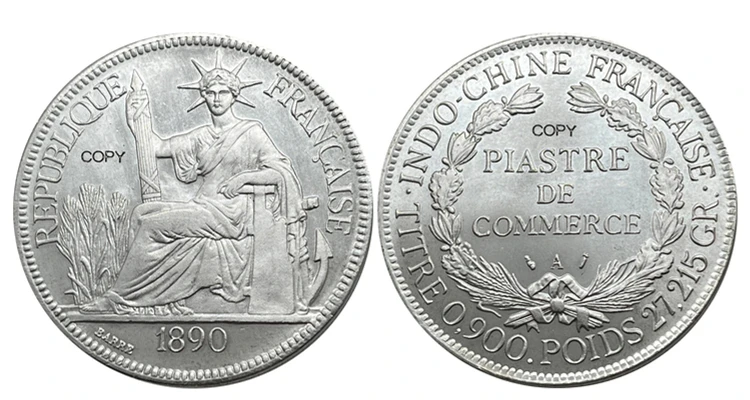 French Indochina 1890 Piastre Replica Coin 9 French Indochina 1890 Piastre Replica Coin - Image 9
