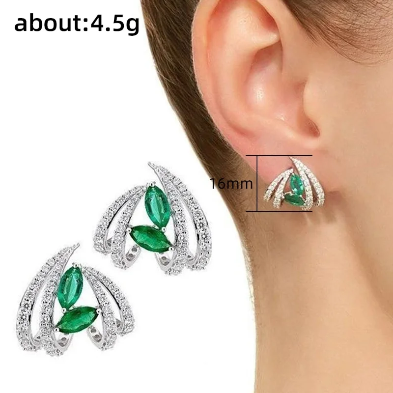 Geometric Green Cubic Zirconia Earrings for Women 3 Geometric Green Cubic Zirconia Earrings for Women - Image 3