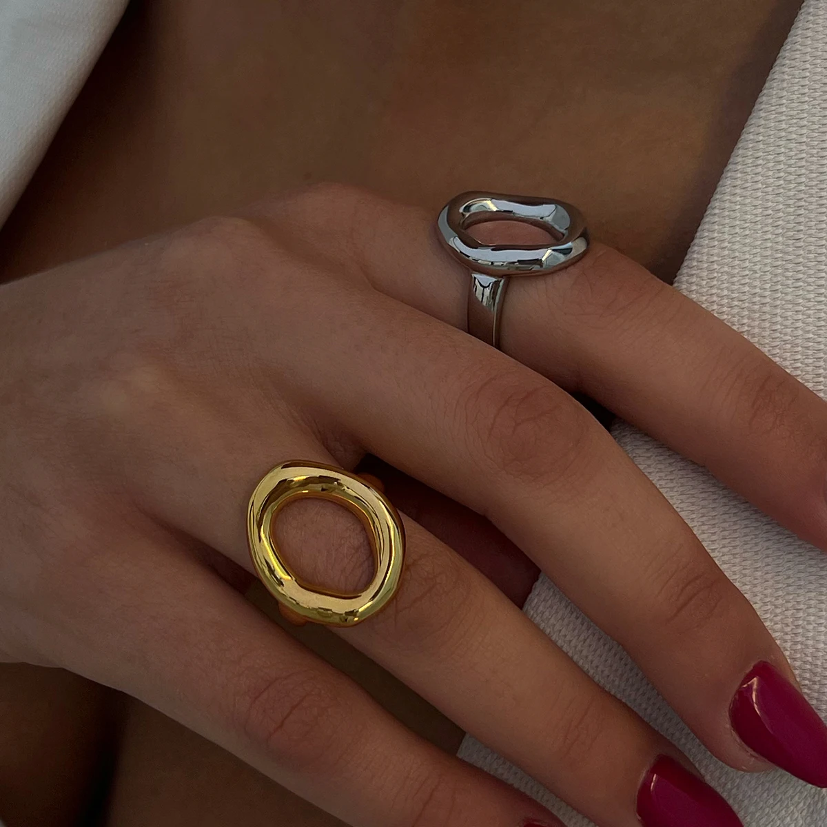 Modern Stainless Steel Asymmetric Ring 6 Modern Stainless Steel Asymmetric Ring - Image 6