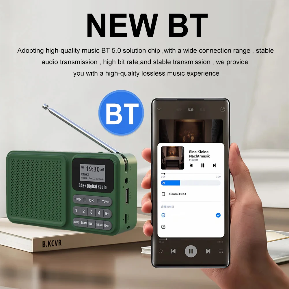 Green Portable DAB+ Radio with Bluetooth 3 Green Portable DAB+ Radio with Bluetooth - Image 3