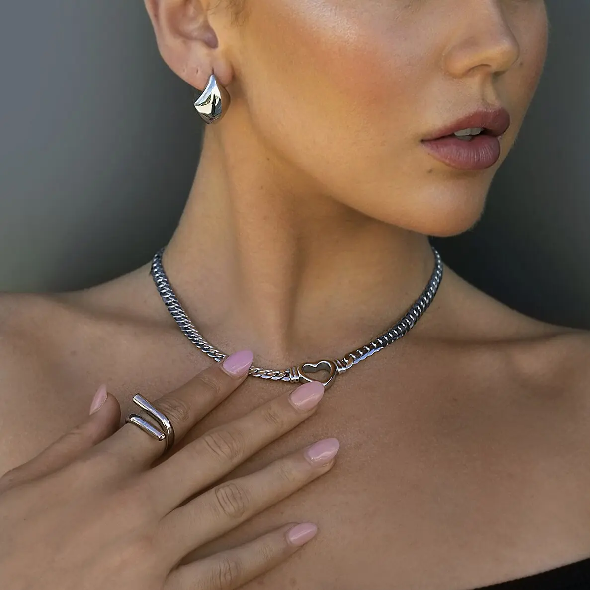 Stainless Steel Heart Necklace JDN20879 4 Stainless Steel Heart Necklace JDN20879 - Image 4