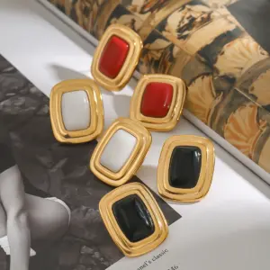 Vintage Stainless Steel Square Earrings in Gold Tones 12 Sd1dea63f1e444306a94abb33bcadfc304