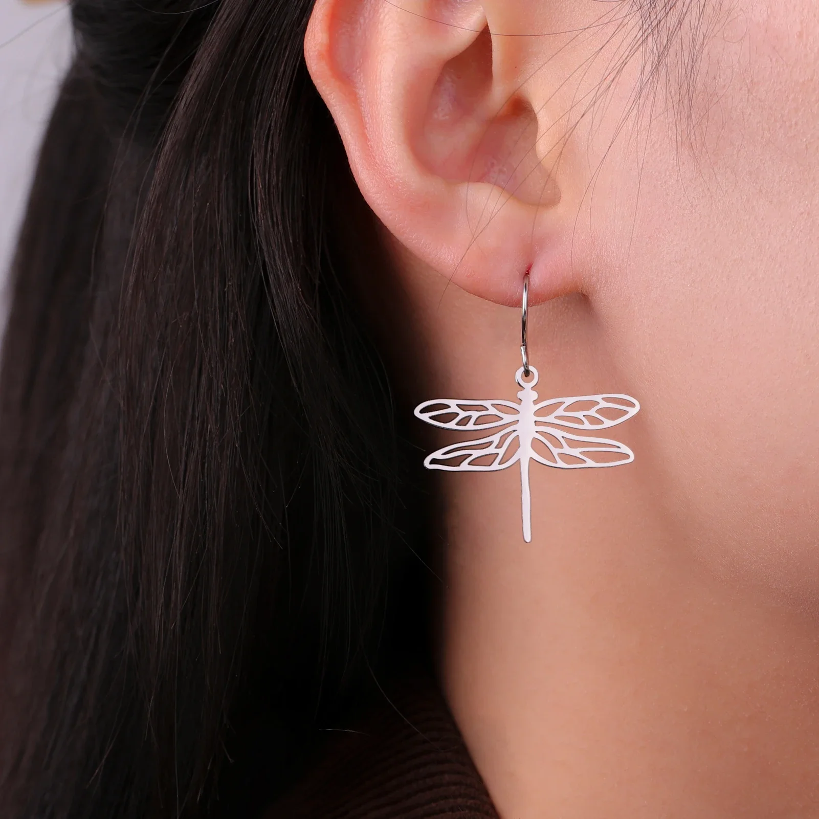 Stainless Steel Gold Dragonfly Earrings for Women 3 Stainless Steel Gold Dragonfly Earrings for Women - Image 3