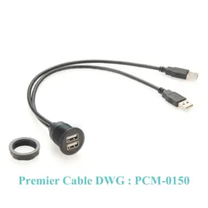 Dual USB 2.0 Extension Cable with Mounting Flange 13 Sd21940b117254cfe82d371dc91edad2a2