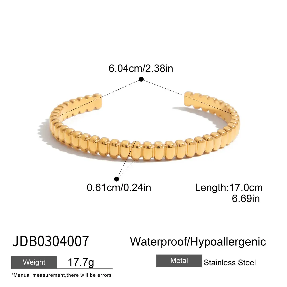 Elegant Stainless Steel Gold Bracelet JDB0104028 9 Elegant Stainless Steel Gold Bracelet JDB0104028 - Image 9