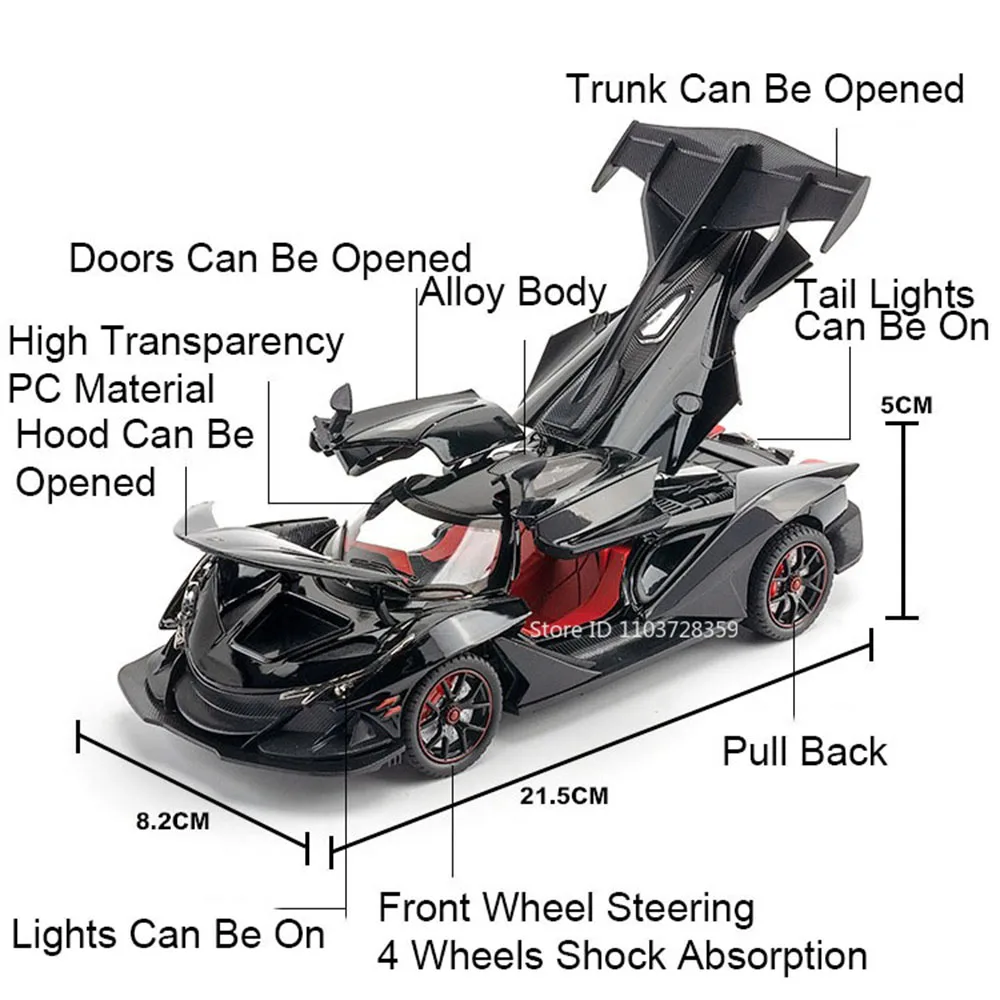 1:24 Apollo IE EVO Diecast Sports Car Model 2 1:24 Apollo IE EVO Diecast Sports Car Model - Image 2