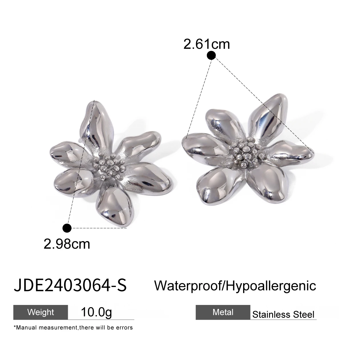Stainless Steel Floral Earrings JDE2403064 8 Stainless Steel Floral Earrings JDE2403064 - Image 8