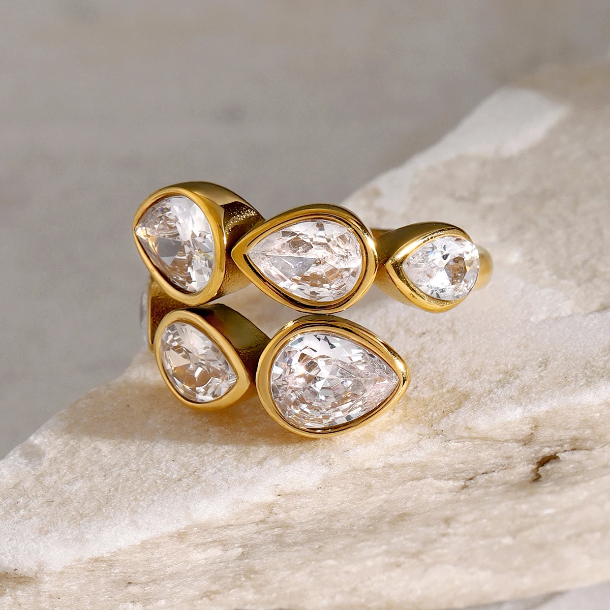 Stainless Steel Zircon Star Ring Set for Women 3 Stainless Steel Zircon Star Ring Set for Women - Image 3