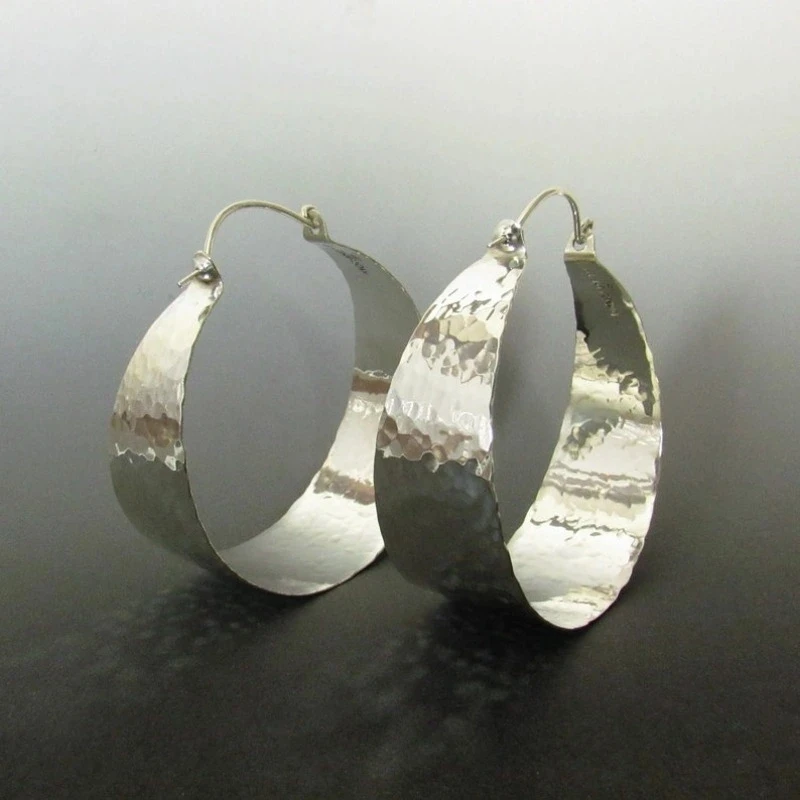 Silver Geometric Hoop Earrings for Women 3 Silver Geometric Hoop Earrings for Women - Image 3