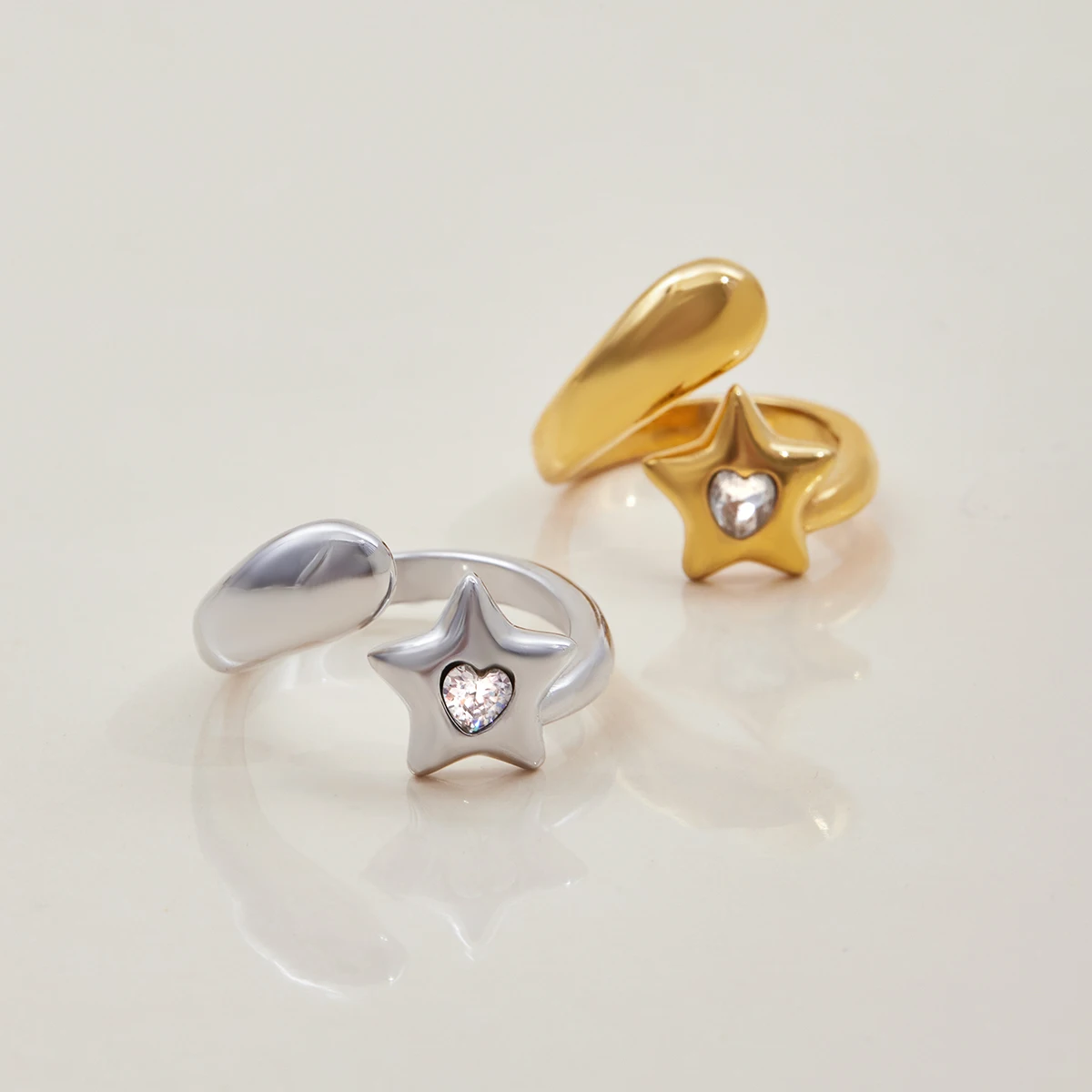 Celestial Stainless Steel Stackable Ring with Rhinestones 5 Celestial Stainless Steel Stackable Ring with Rhinestones - Image 5