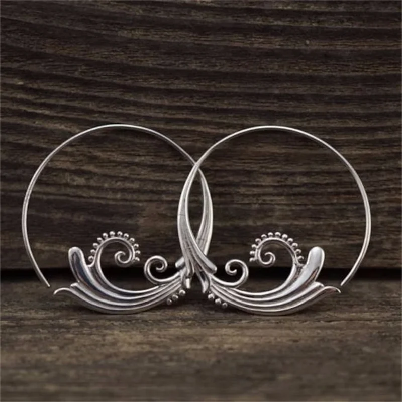 Vintage Sea Wave Hoop Earrings for Women 4 Vintage Sea Wave Hoop Earrings for Women - Image 4