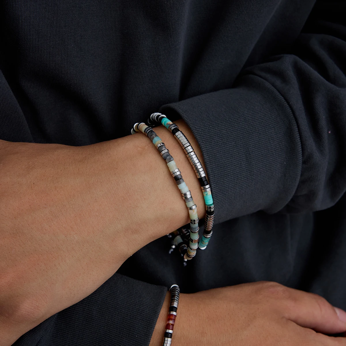 Stainless Steel Beaded Men's Bracelet JDB0111021 2 Stainless Steel Beaded Men's Bracelet JDB0111021 - Image 2