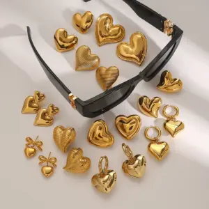 Stainless Steel Gold Heart Earrings Collection 14 Sd3cca355e9ed42a697c5124068d171a4X