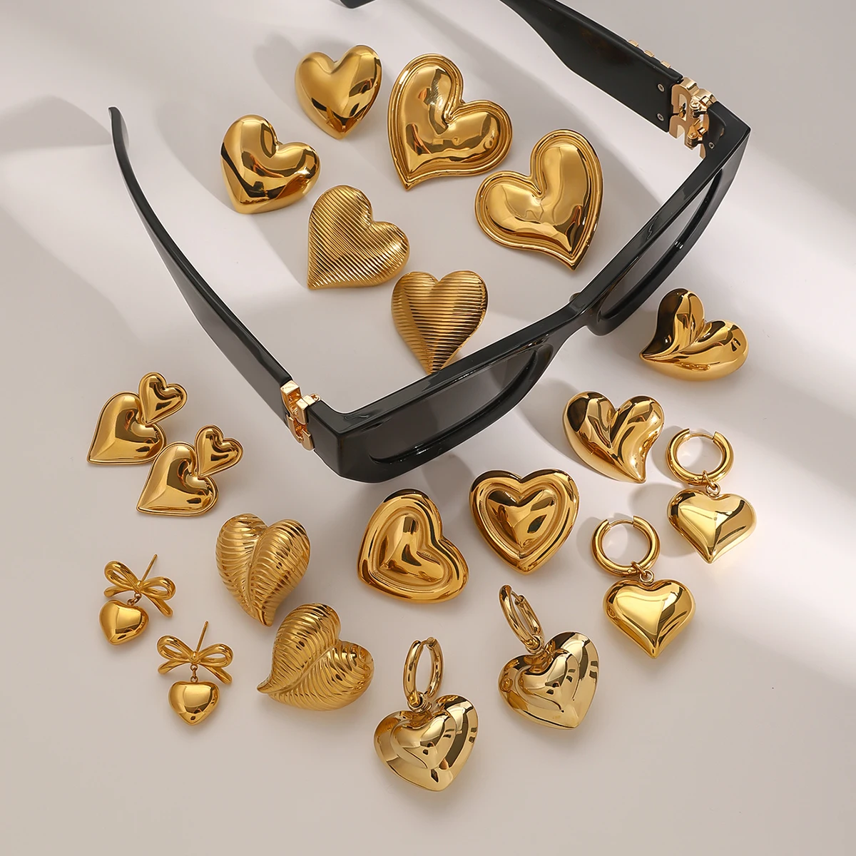 Stainless Steel Gold Heart Earrings Collection 5 Stainless Steel Gold Heart Earrings Collection - Image 5