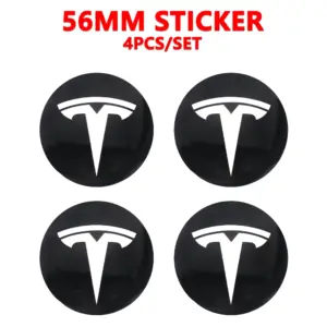 Tesla 56mm Aluminum Hub Cap Stickers Set 16 Sd3f71017209843a8801440de0b862ec2D 2