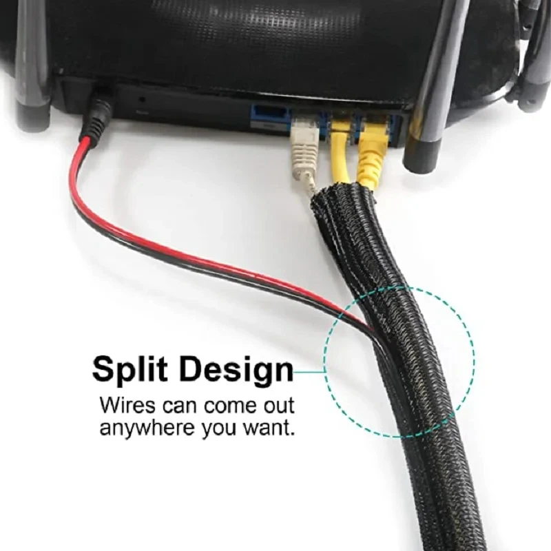 Black PET Nylon Braided Cable Sleeve 2m 5 Black PET Nylon Braided Cable Sleeve 2m - Image 5