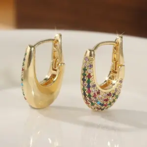 Gold Drop Earrings with Multicolored CZ Stones 7 Sd407b377b4bf4bdfbff18af9cb331e26v