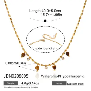 Stainless Steel Heart Tiger Eye Necklace 16 Sd492824392e8447d8eae655bbf4fa87bt