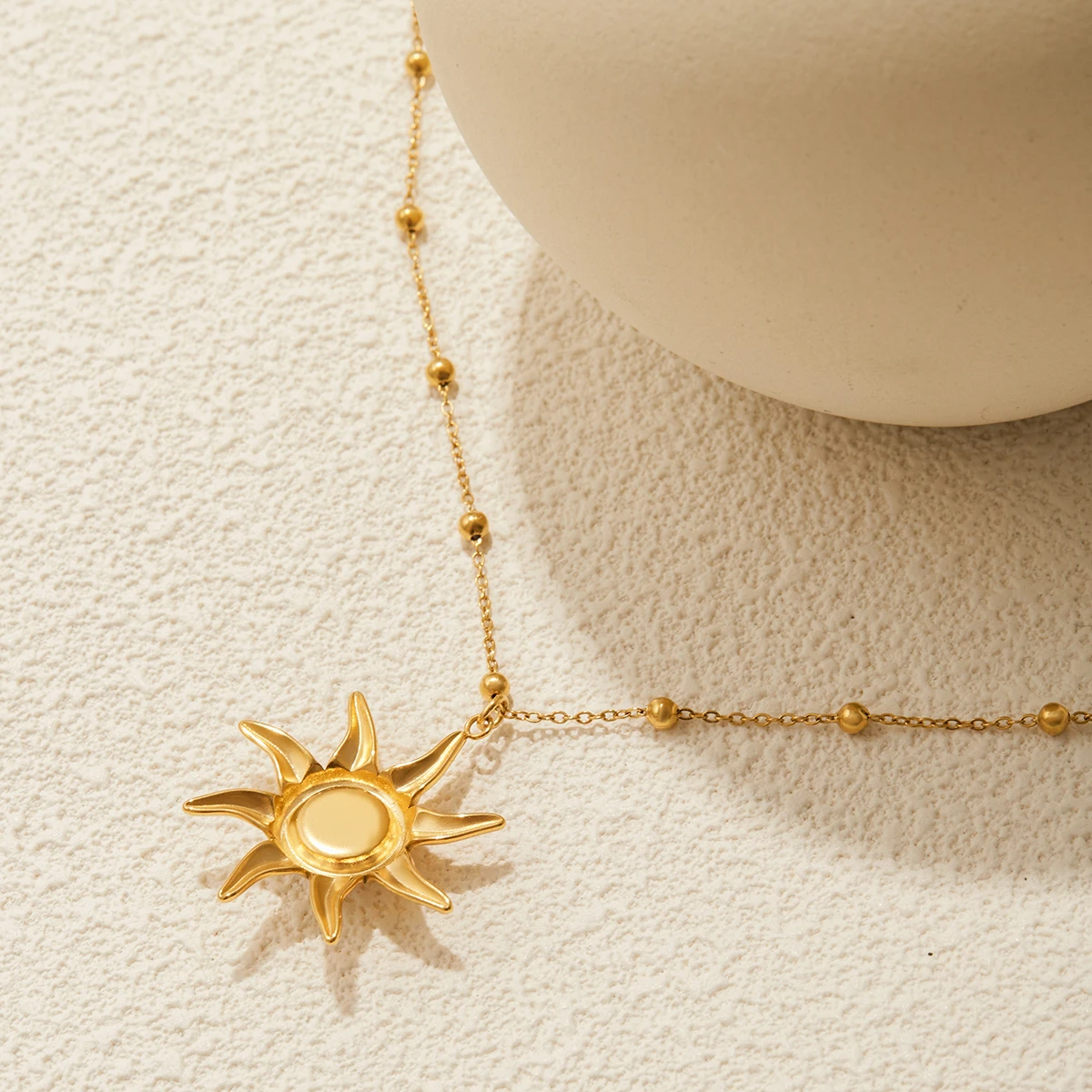 Stainless Steel Sunburst Pendant Necklace 5 Stainless Steel Sunburst Pendant Necklace - Image 5