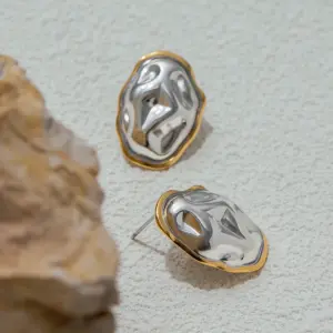 Stainless Steel Folded Oval Earrings 11 Sd4ac869438d4433caa44861cfade781bh