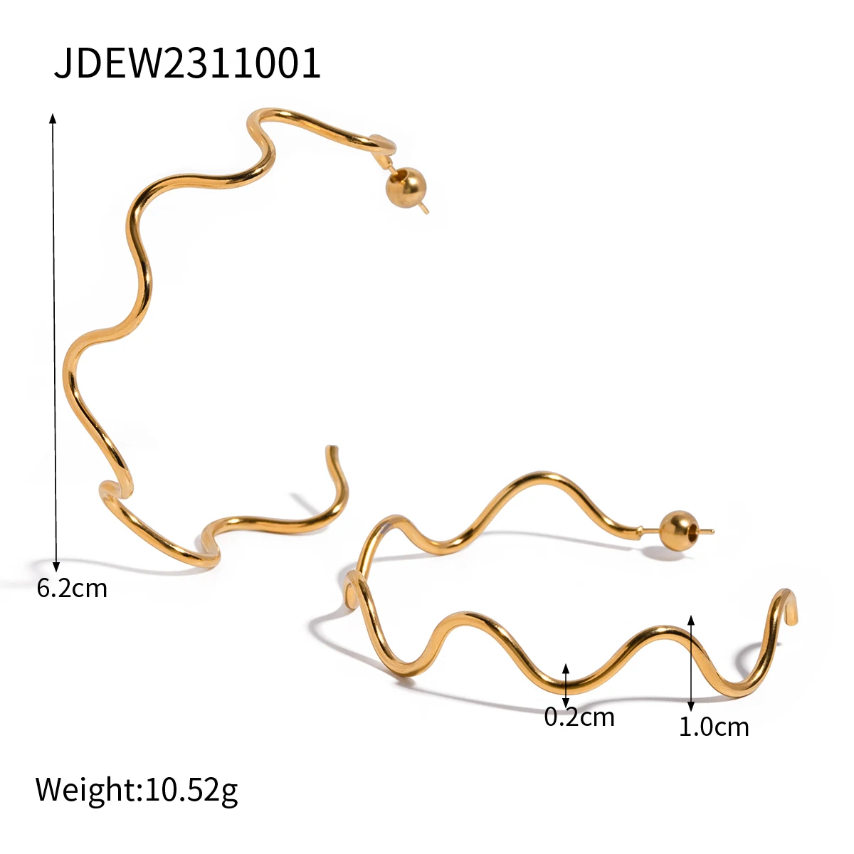 Stainless Steel Gold-Tone Hoop Earrings 7 Stainless Steel Gold-Tone Hoop Earrings - Image 7