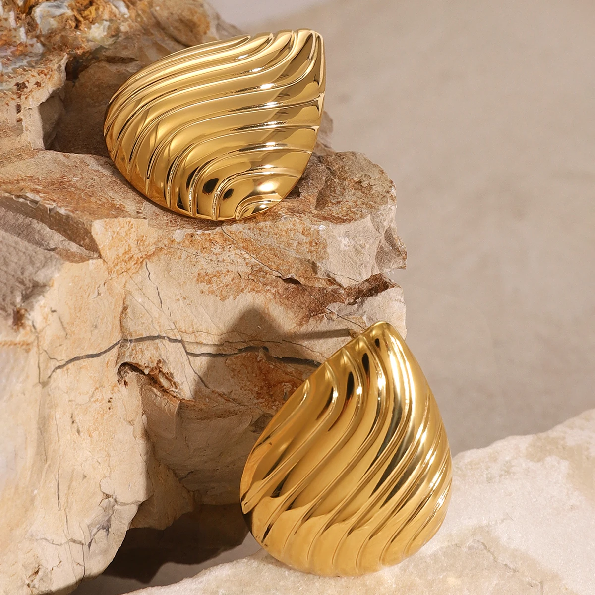 Elegant Gold Stainless Steel Heart Earrings 4 Elegant Gold Stainless Steel Heart Earrings - Image 4